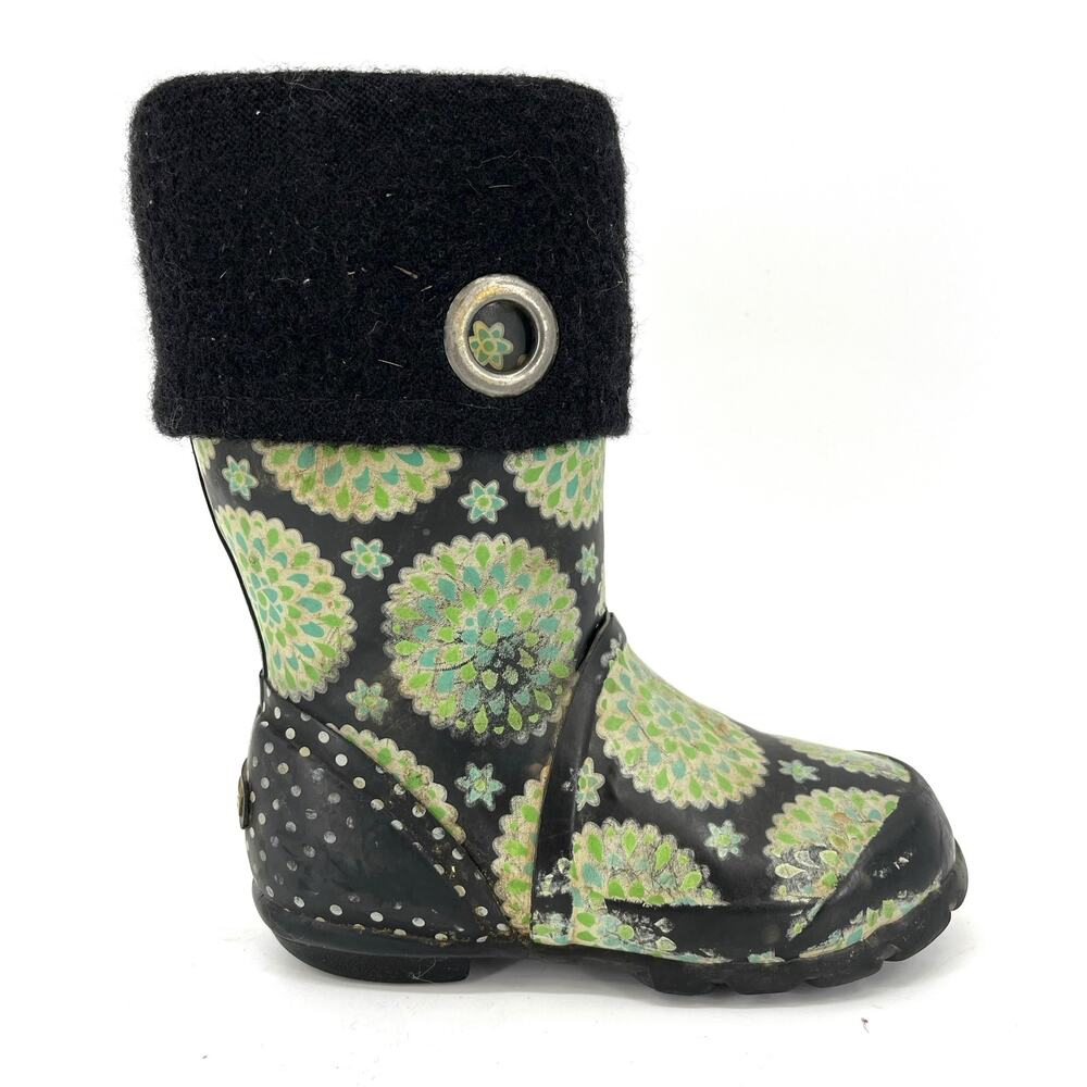Bogs Miss Youth 11 Becca Dahlia green‎ rubber lined turnover kids rain boots